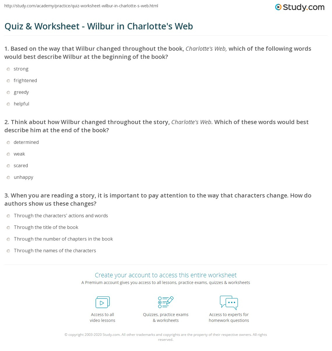 Charlotte S Web Reading Worksheets | Printable Worksheets