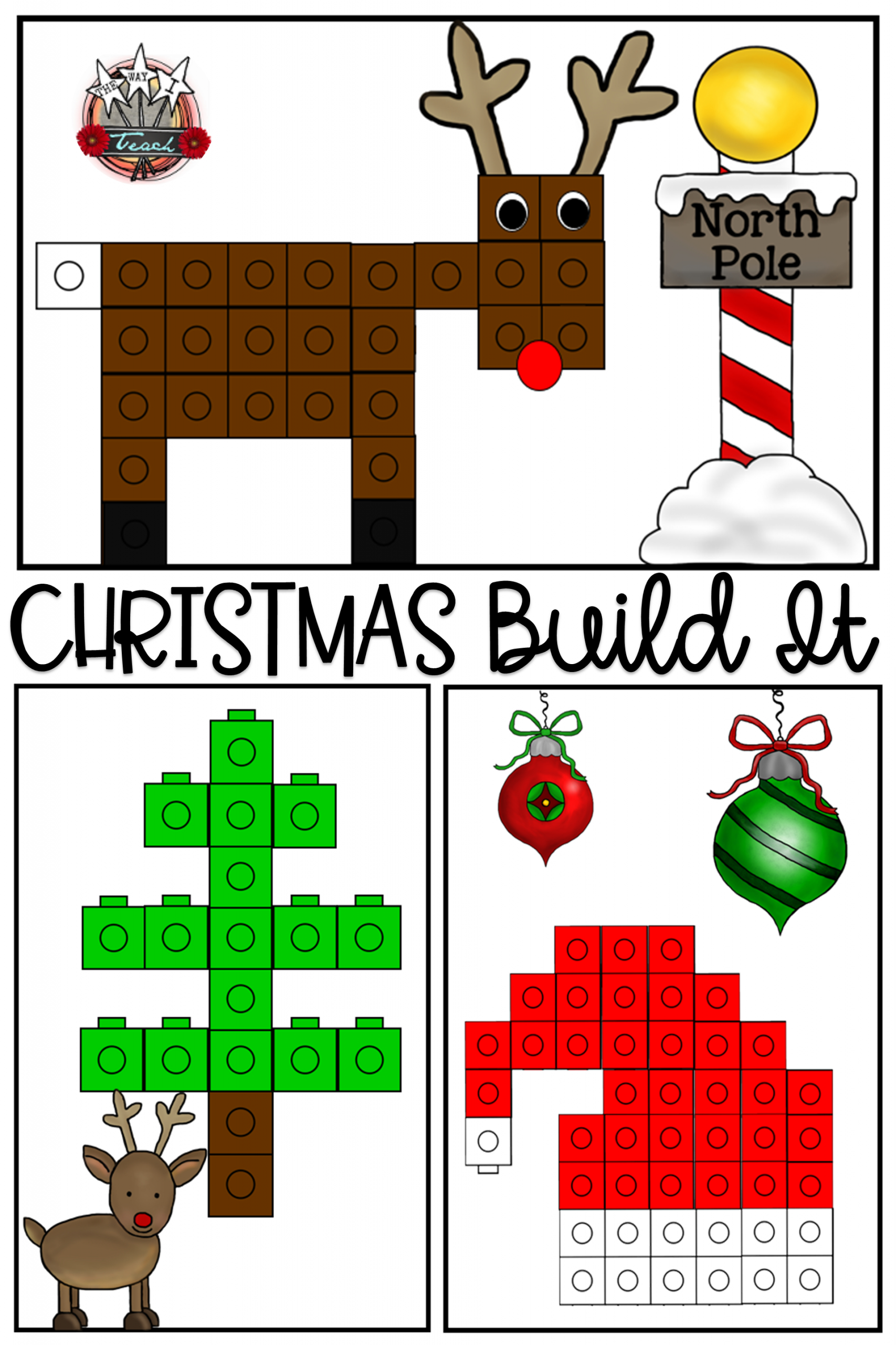 Christmas Linking Cube Math Mat Pictures | Christmas