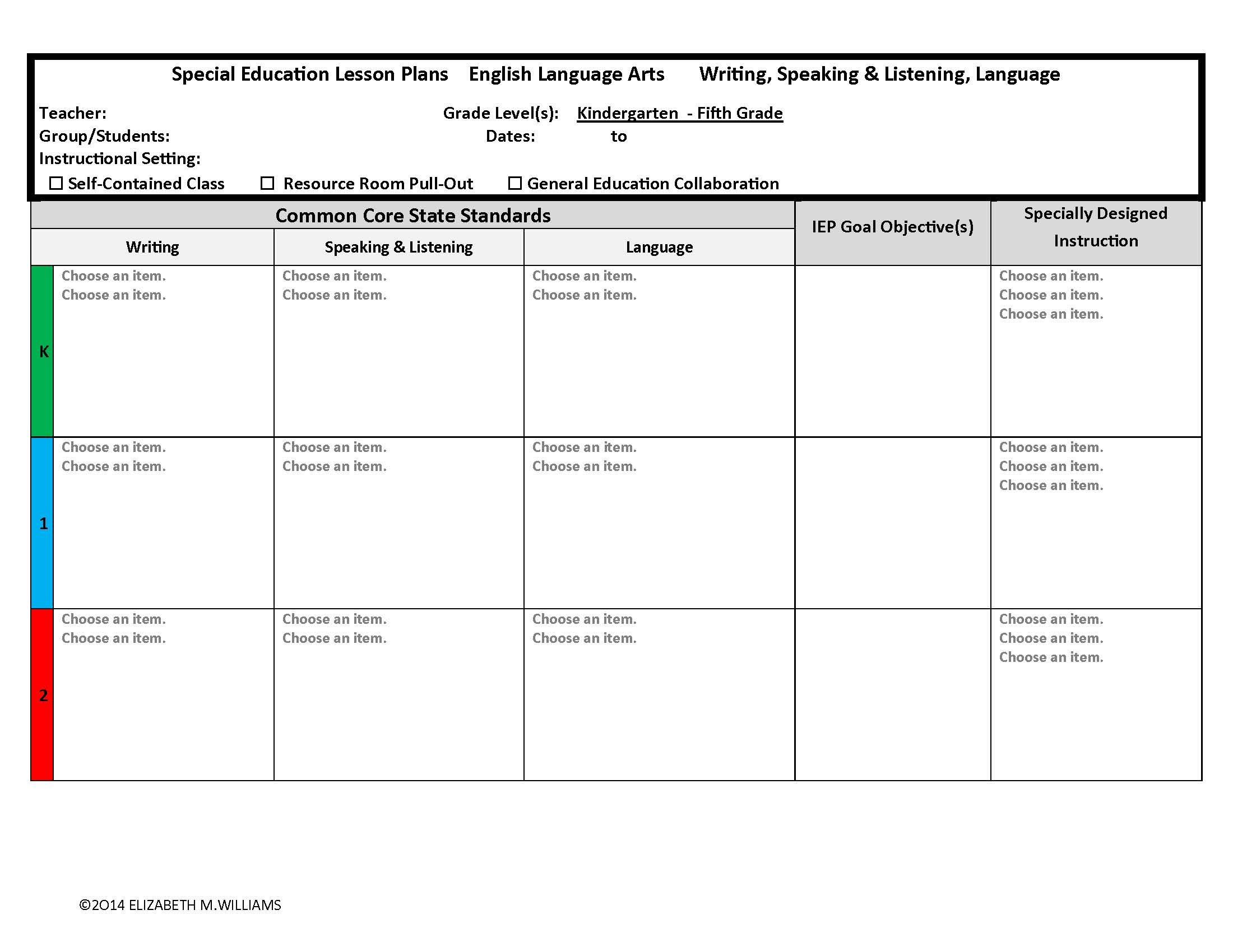 Common Core Aligned Interactive Special Education Lesson