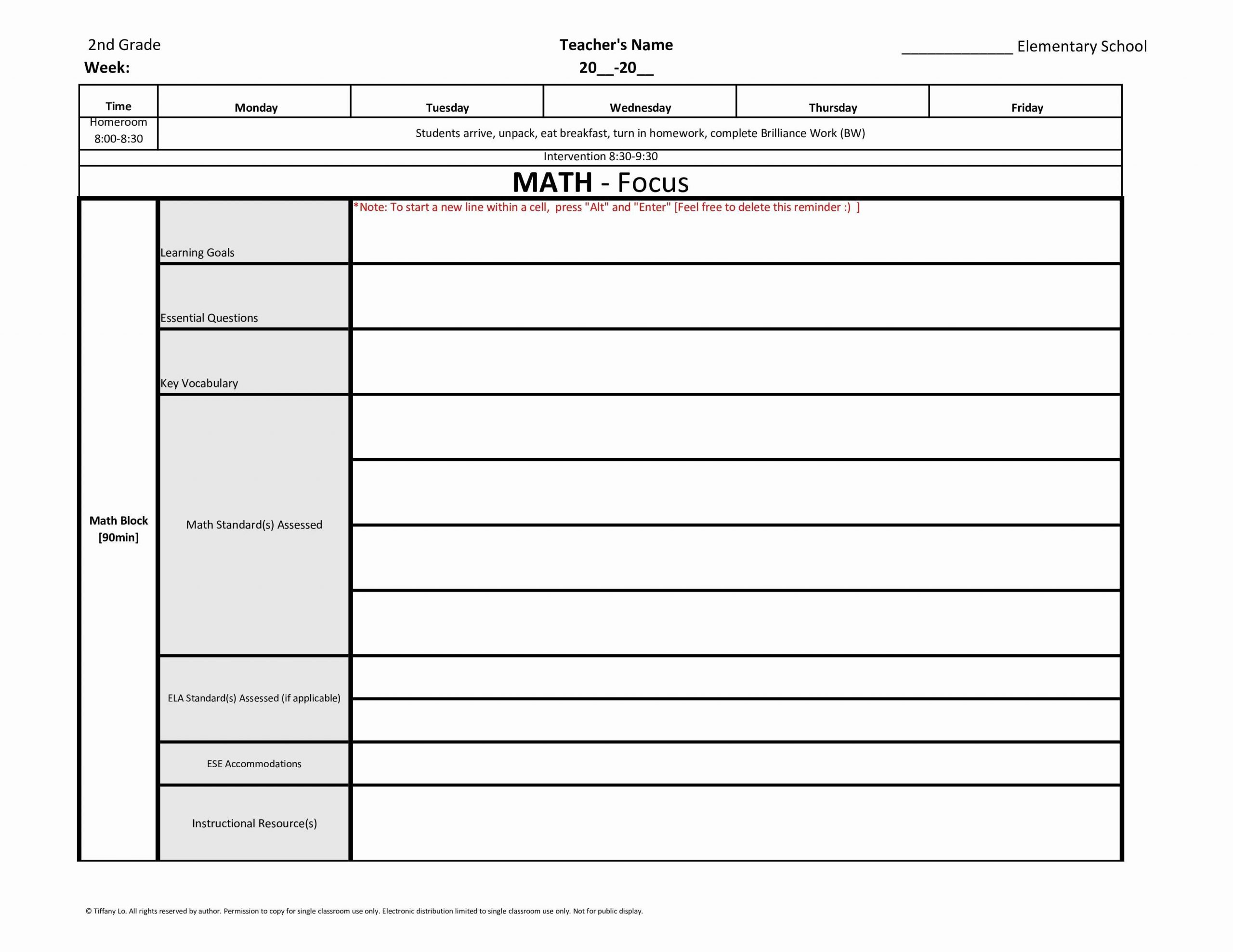 Common Core Lesson Plan Template Doc Fresh Weekly Lesson