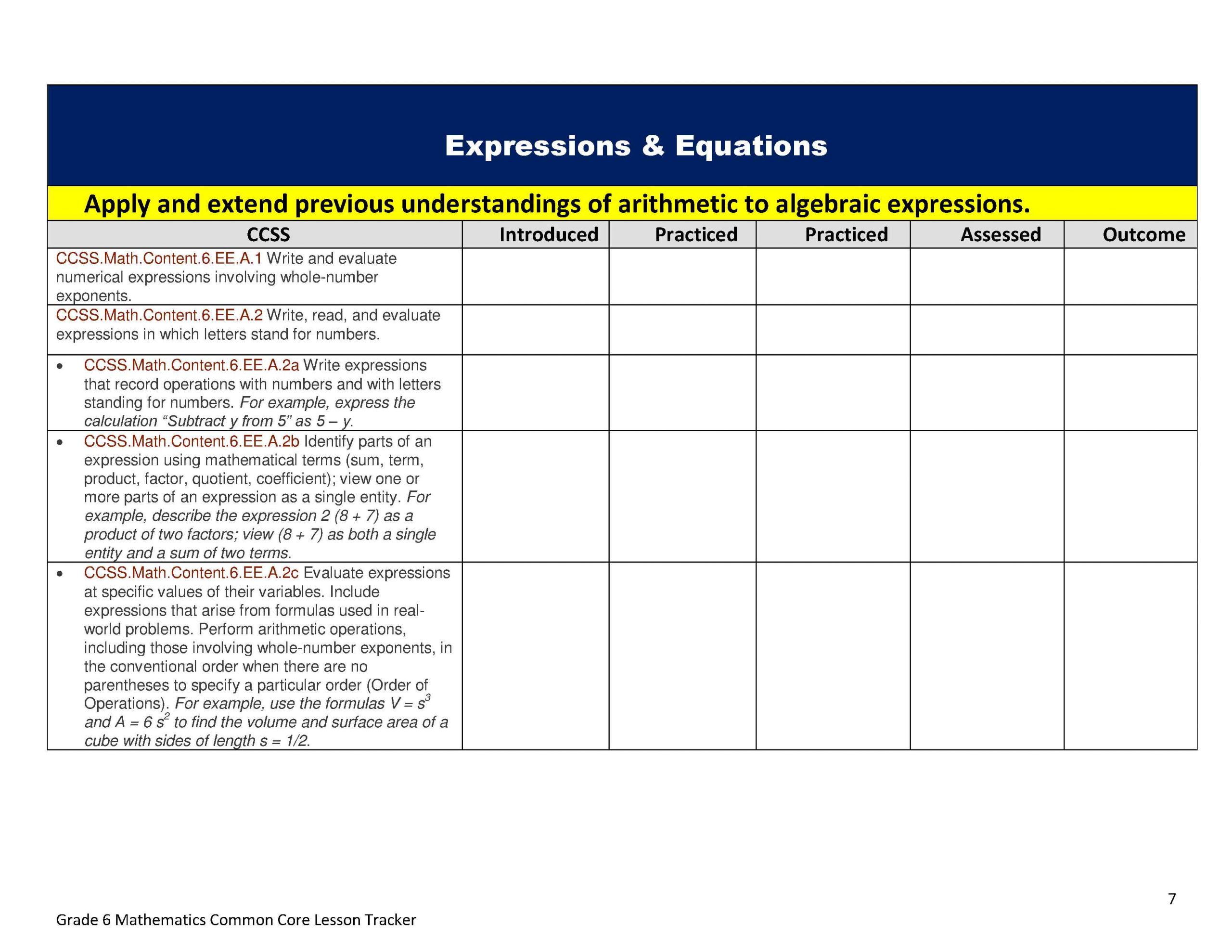 Common Core Math And Ela Lesson Plan Organizers For The