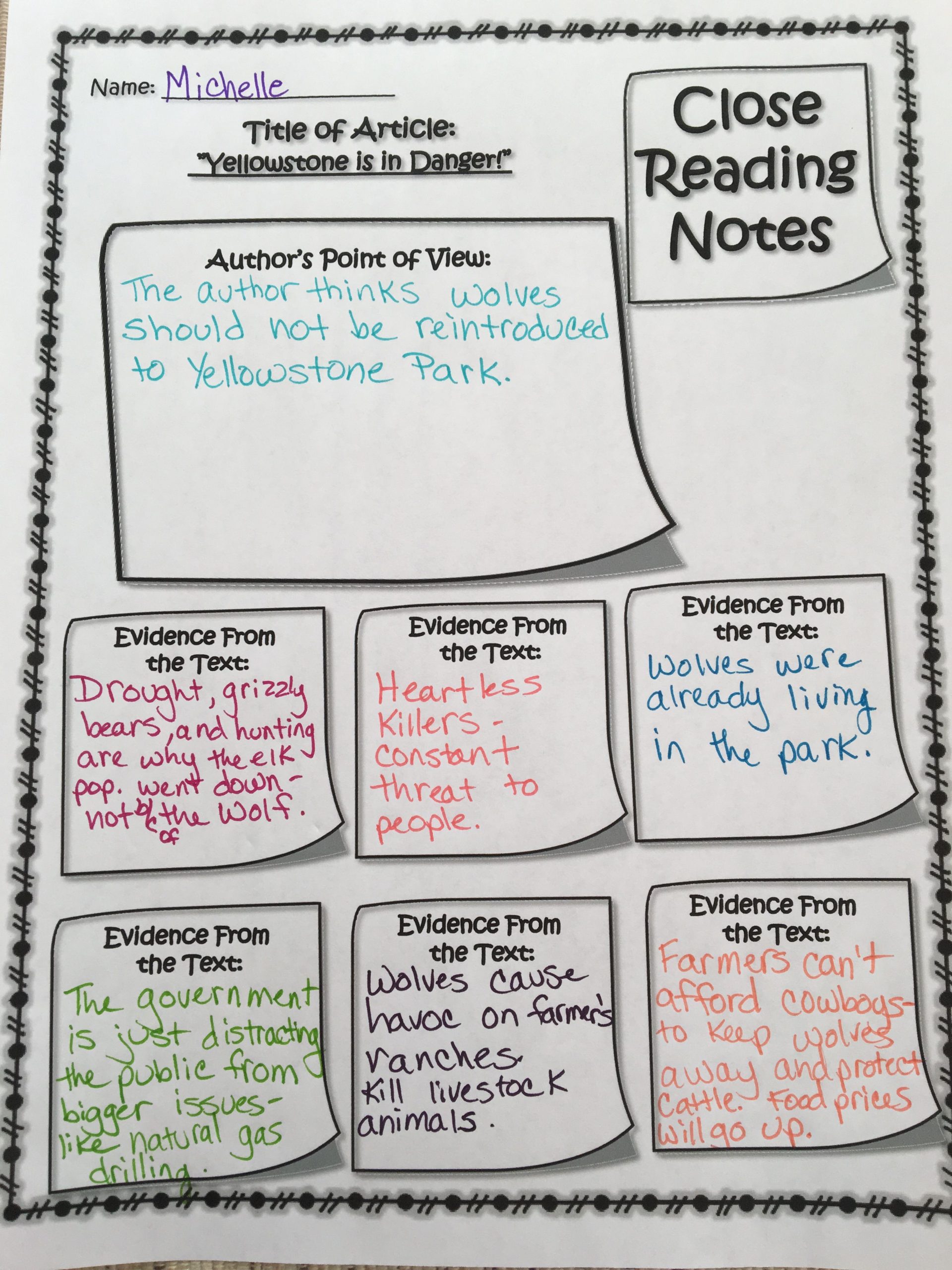 Compare And Contrast Close Reading Lesson Yellowstone Wolves