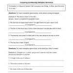 Comparing And Meanings Metaphor Worksheet (With Images
