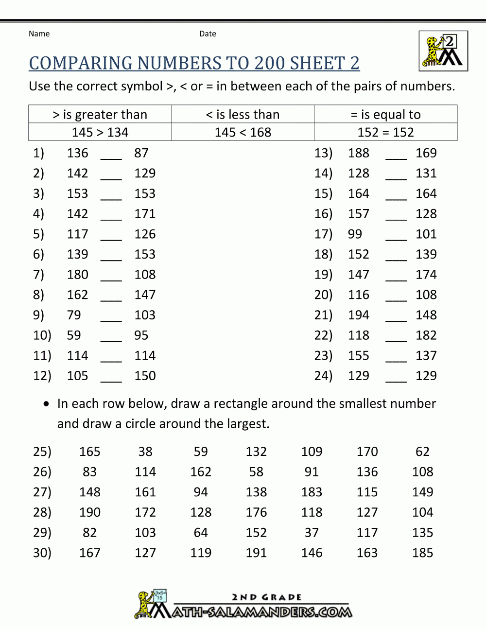 Comparing Numbers To 1000