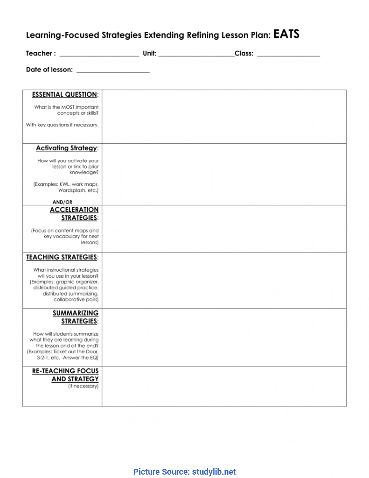 Complex Lesson Plan Template Learning Focused Eats Lesson
