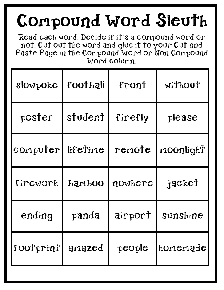 Compound Word Sleuth.pdf | Compound Words Activities