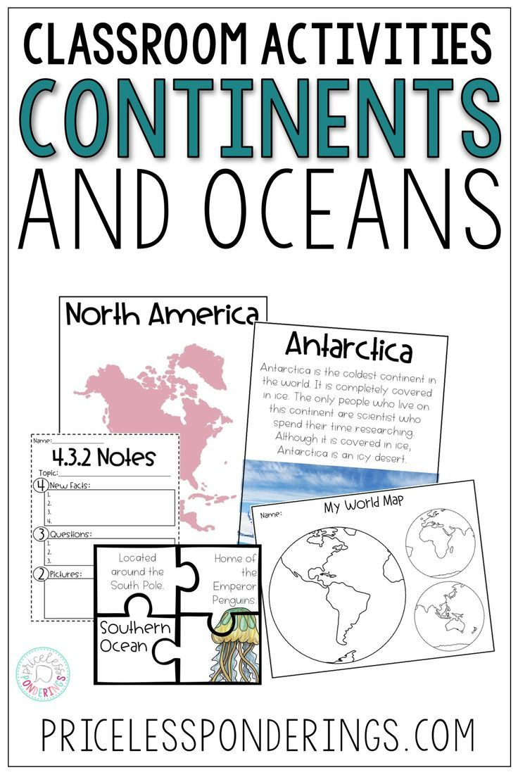 Continents And Oceans Activities And Worksheets | Geography
