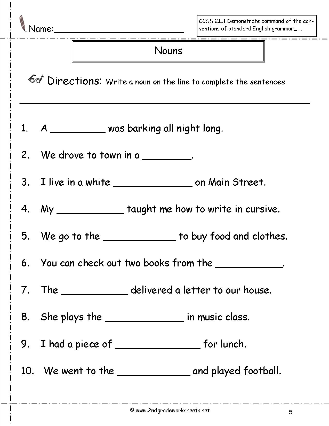 Copy Of Nouns Worksheet - Lessons - Tes Teach