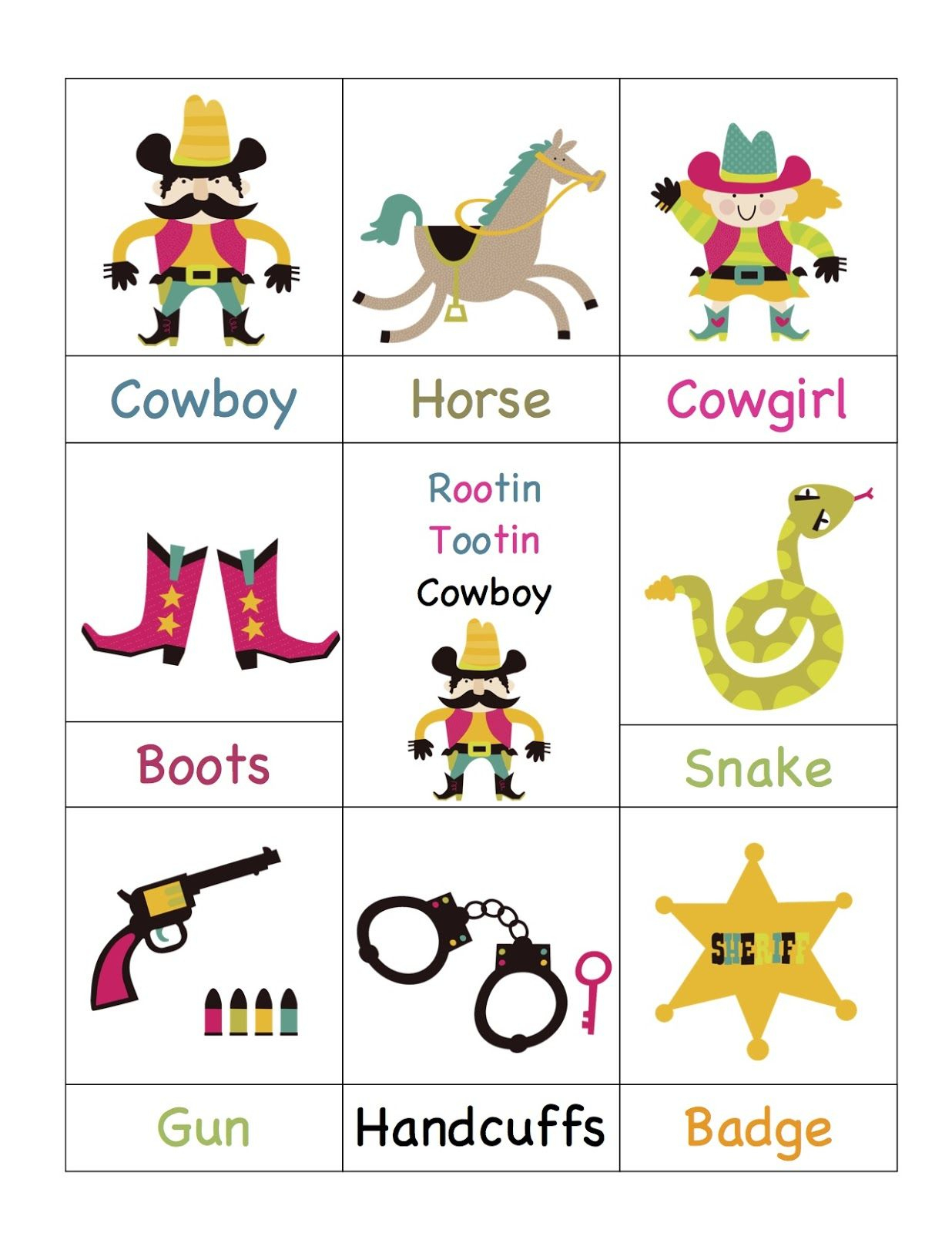 Cowboy Theme Vocabulary Or Flash Cards | October Preschool