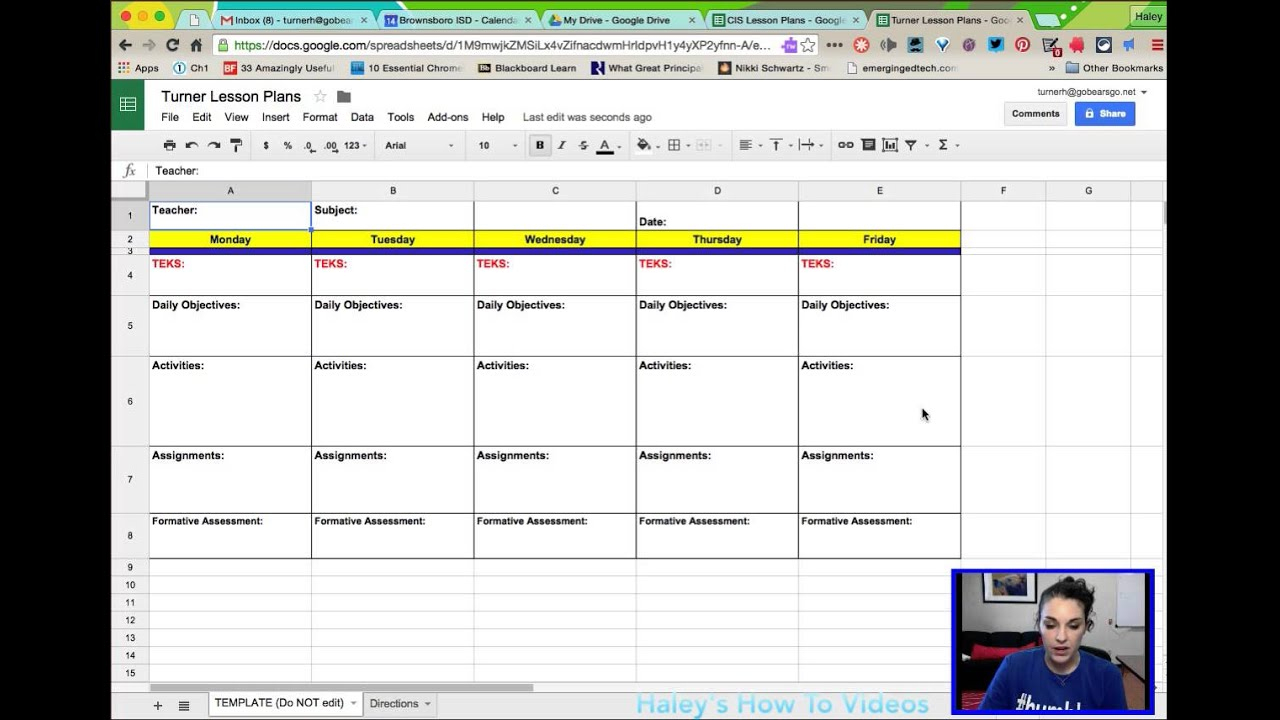 Creating Lesson Plans From A Template In Google Sheets