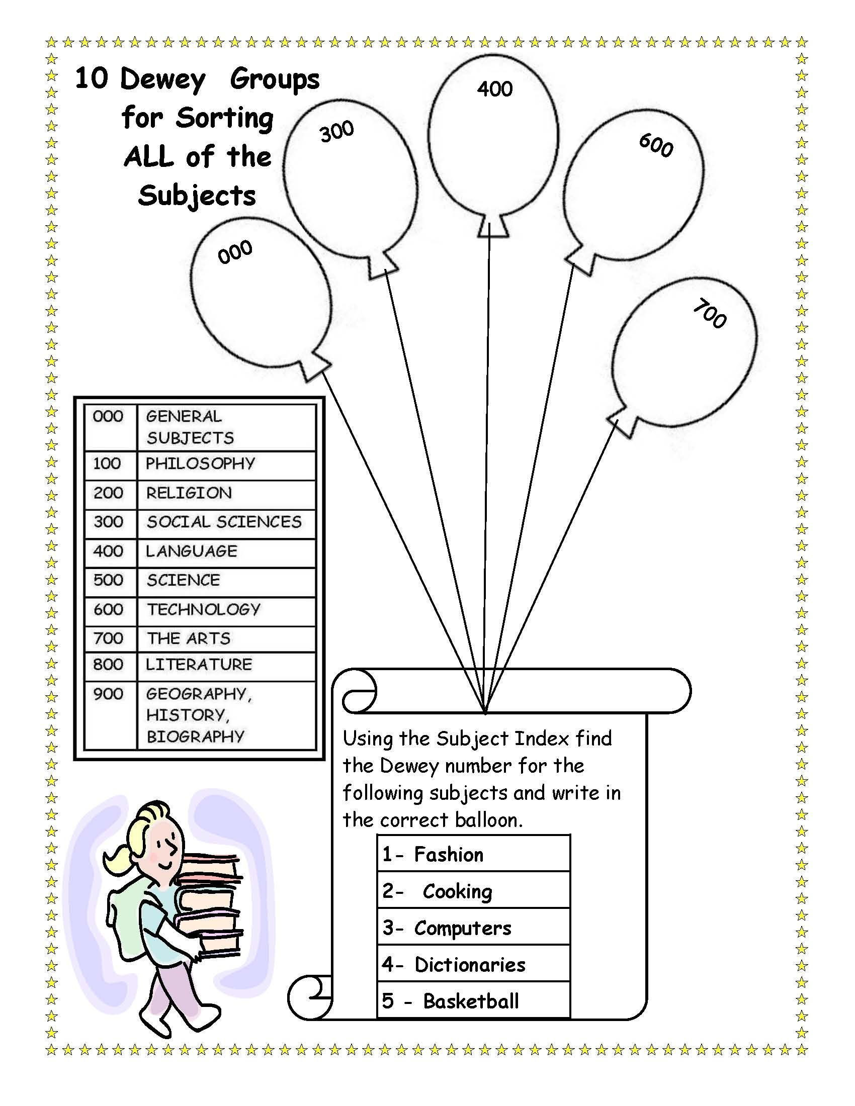 Cute, To Bad I Killed Dewey. Library Skills Worksheet