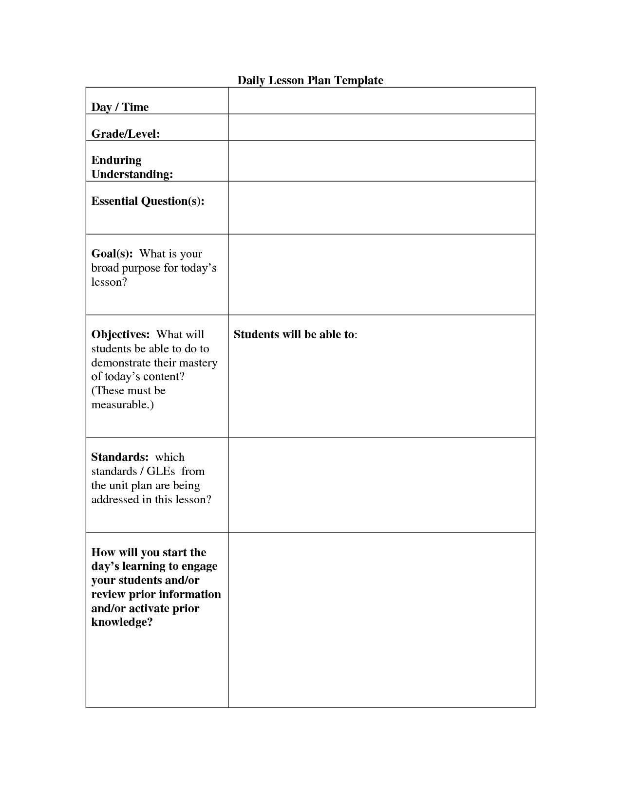 Daily Lesson Plan Template Doc - Mangan