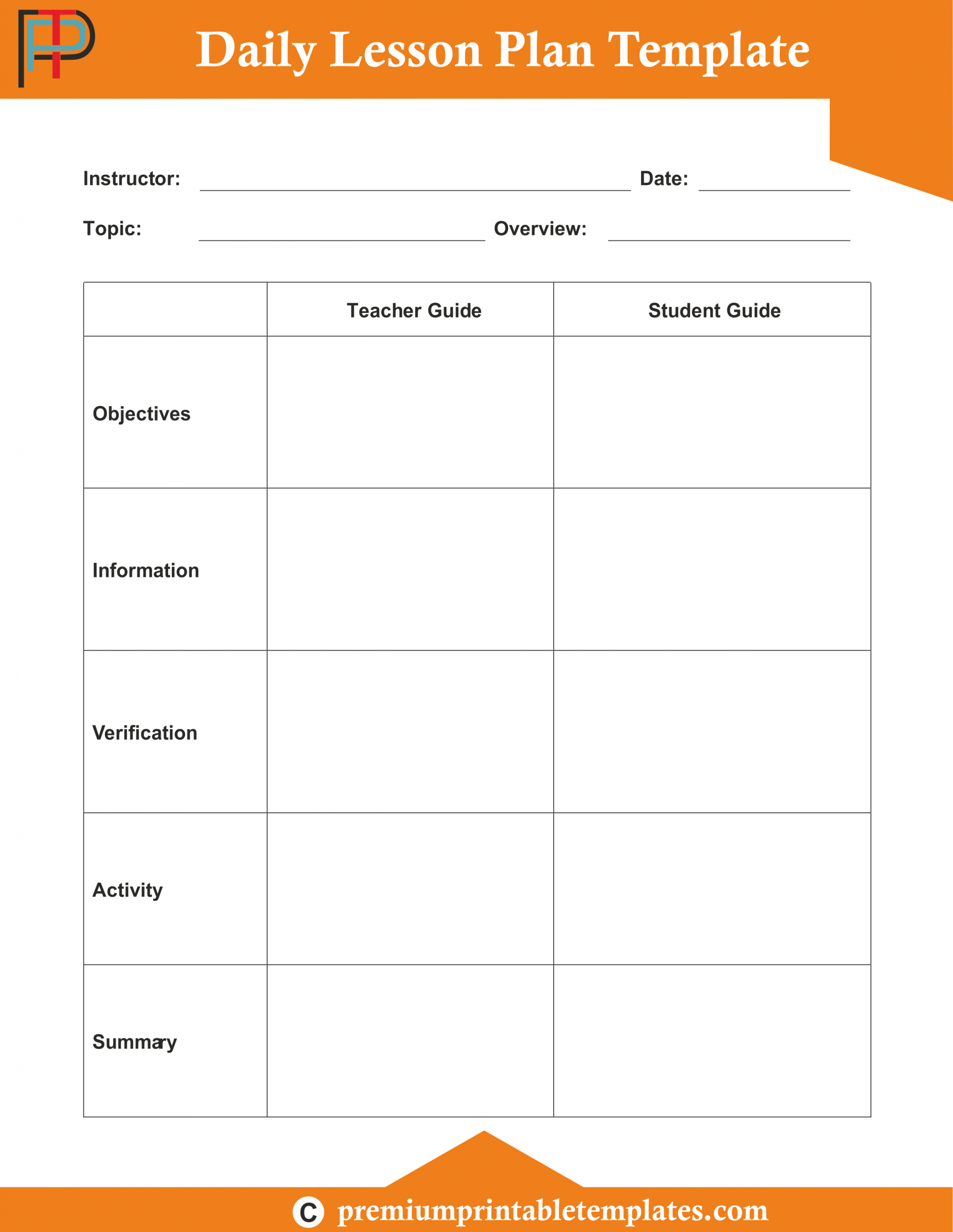 Daily Lesson Plan Template