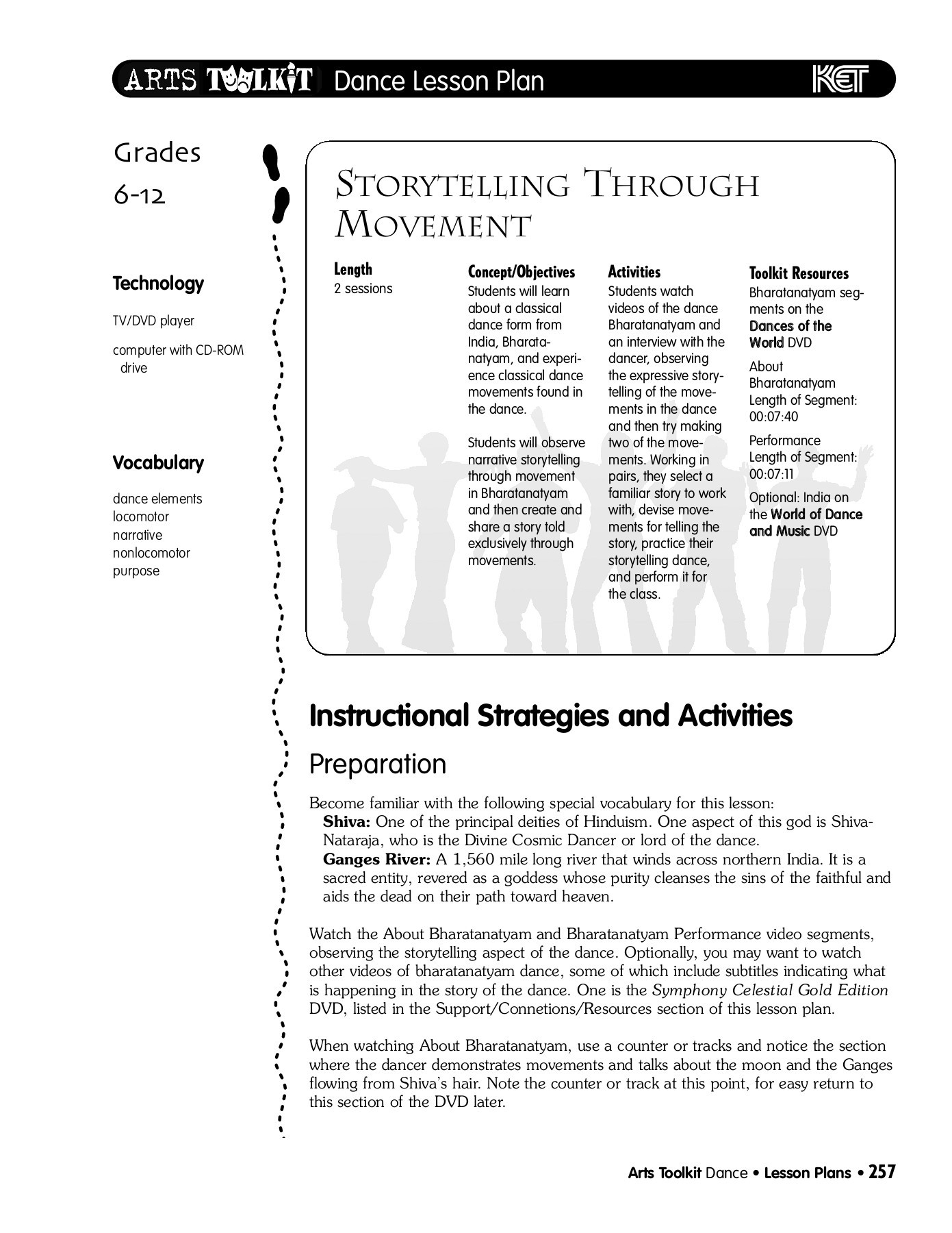 Dance Lesson Plan Grades 6-12 Storytelling Through M Pages 1