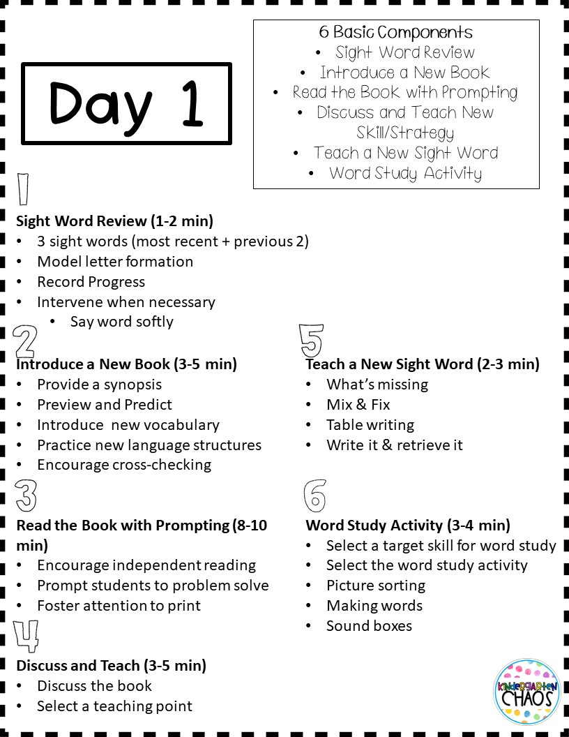 Day 1 Emergent Reading Lesson Plan For Levels A-C