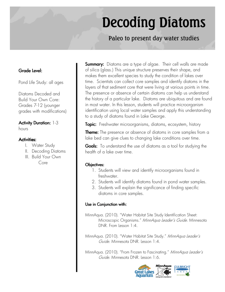 Decoding Diatoms Lesson Plan