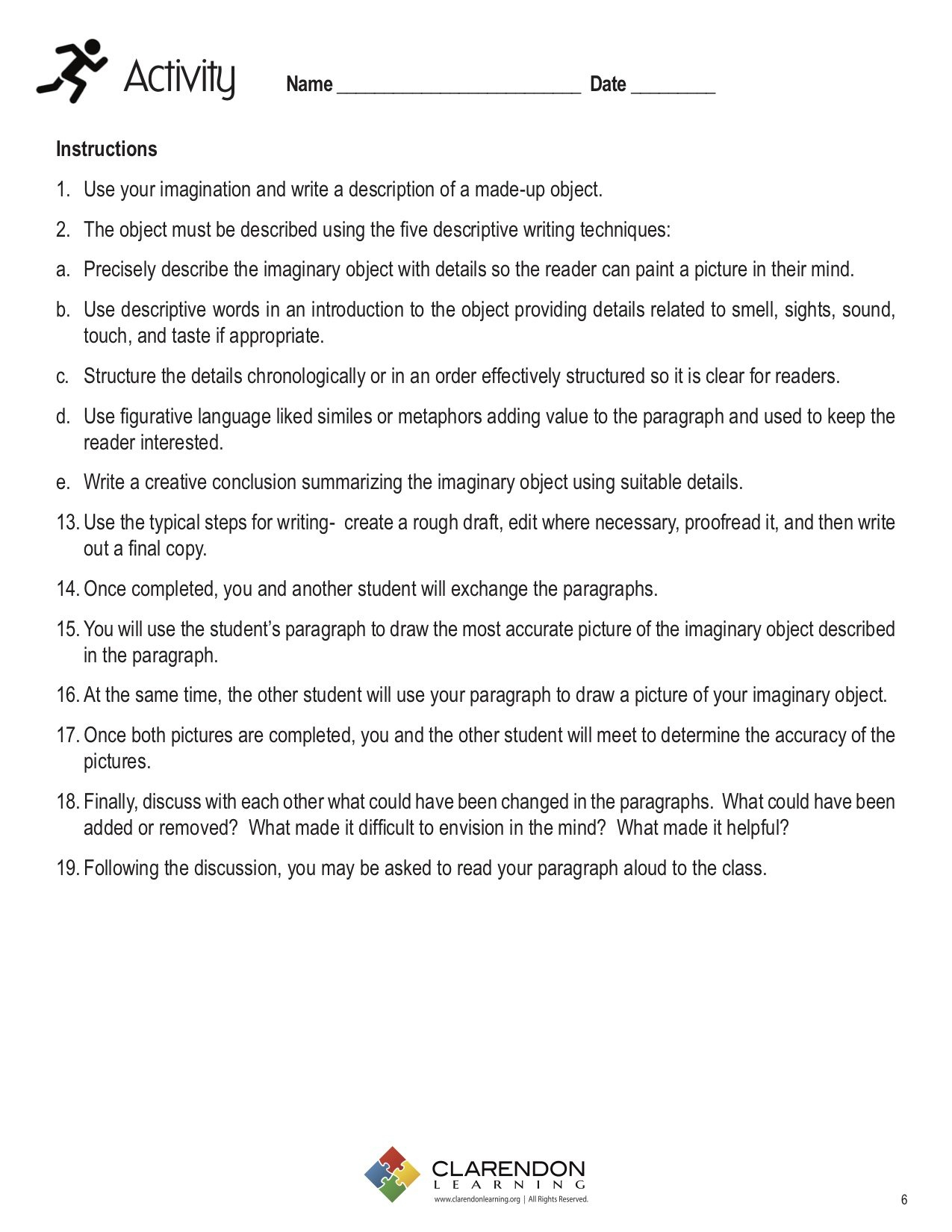 Descriptive Writing Lesson Plans 4th Grade Lesson Plans Learning