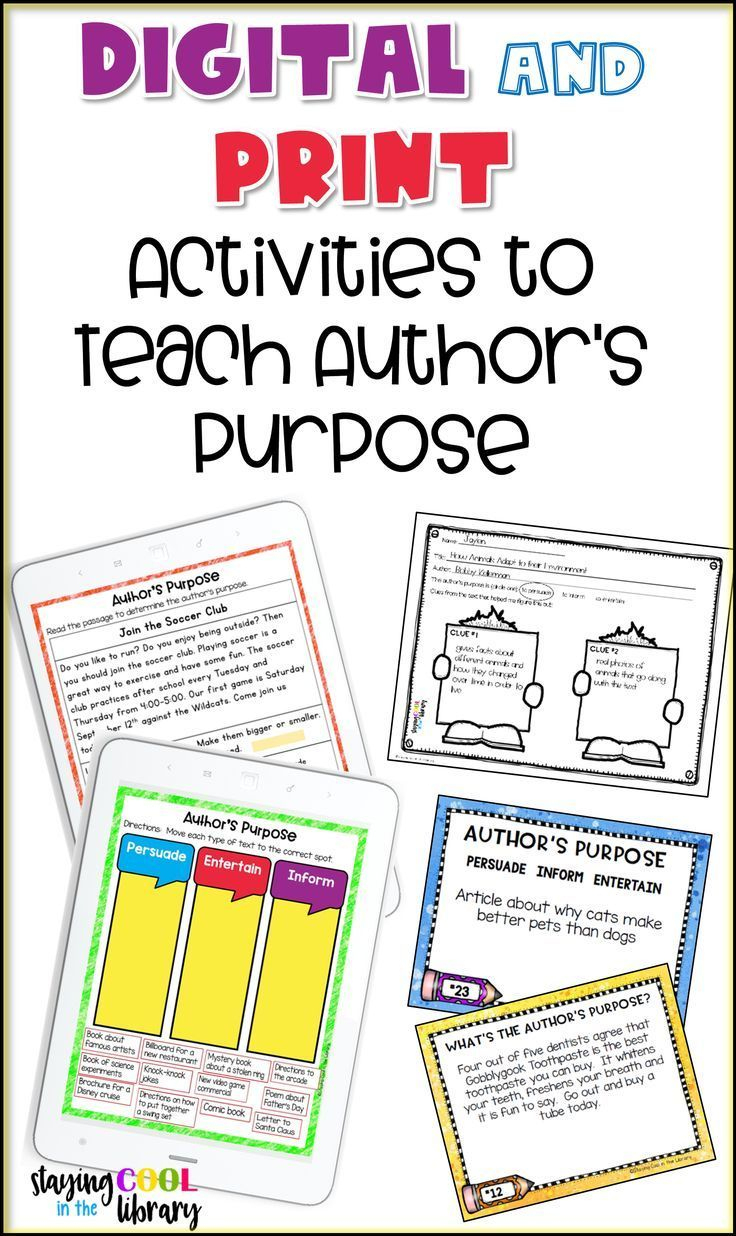 Digital And Print Activities To Teach Author&amp;#039;s Purpose