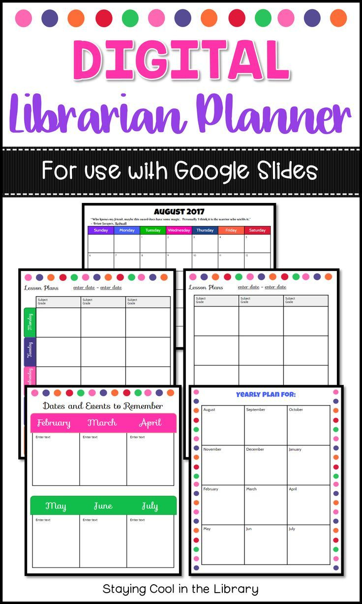 Digital School Library Planner (Google Slides) | Library