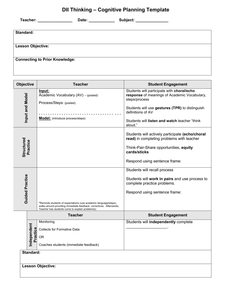 Direct Instruction Lesson Plan Format