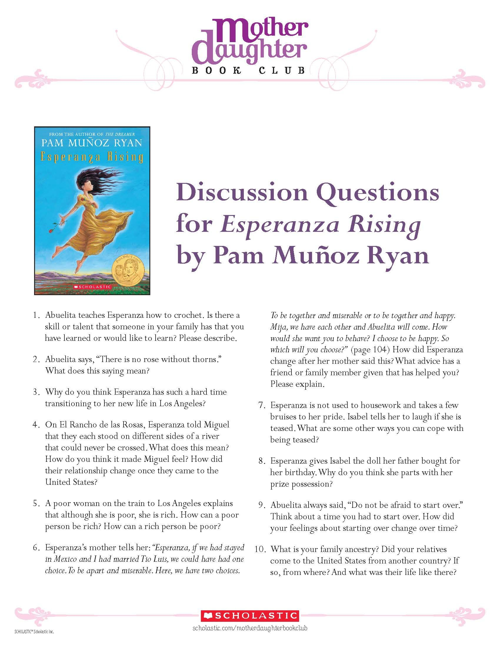 Discussion Questions For Esperanza Risingpam Muñoz Ryan
