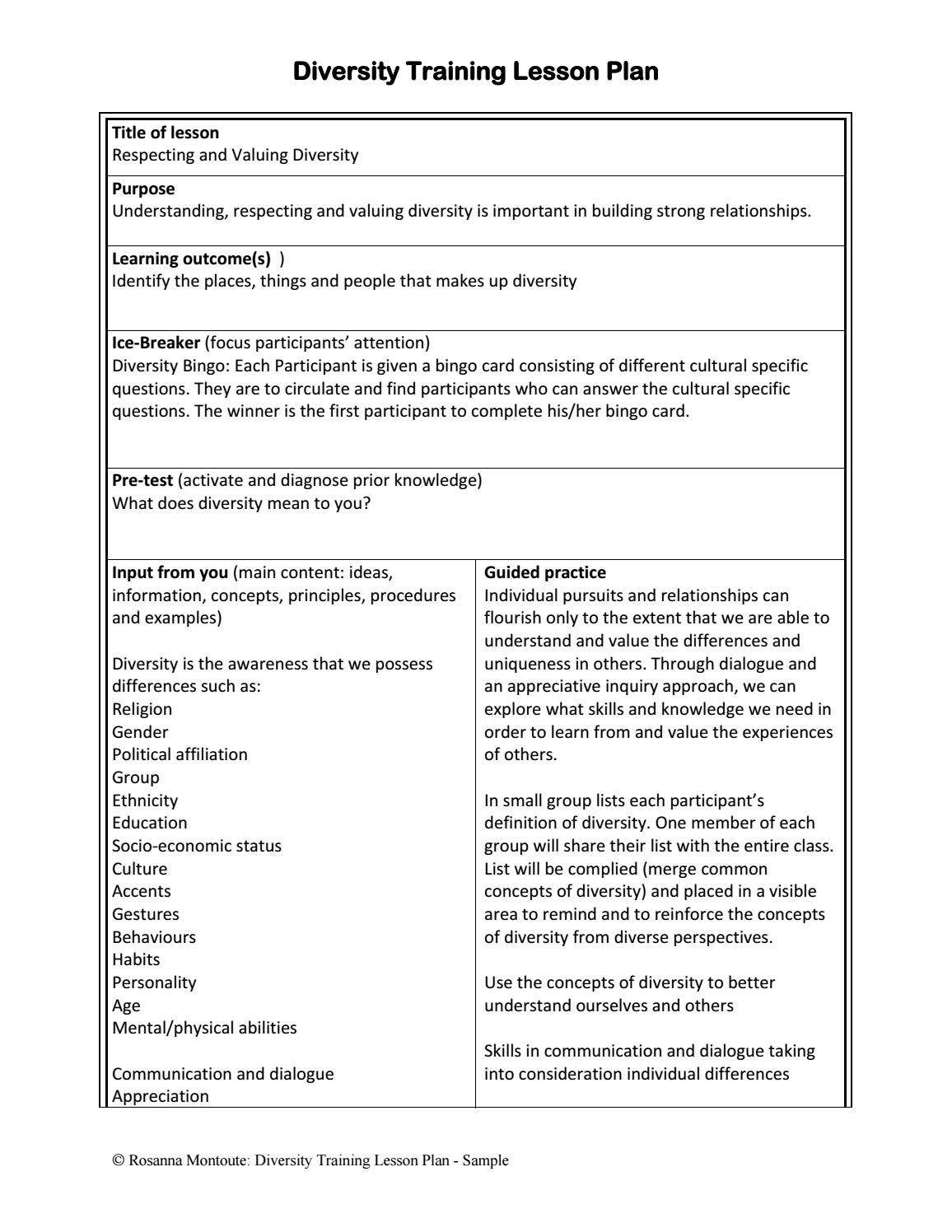 Diversity-Lesson-Plan-Samplerosanna Montoute - Issuu