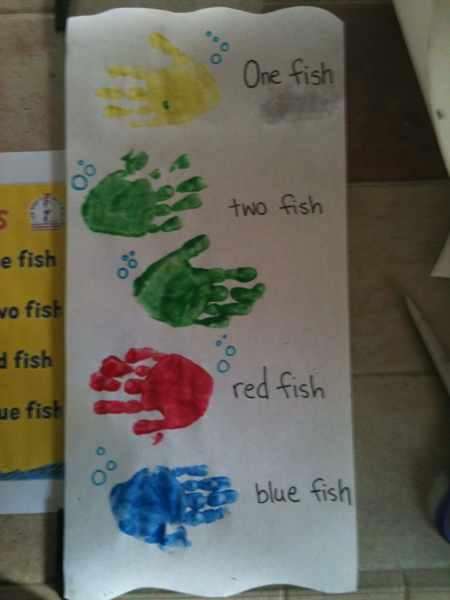 Dr Seuss, One Fish, Two Fish, Red Fish, Blue Fish Hand Print