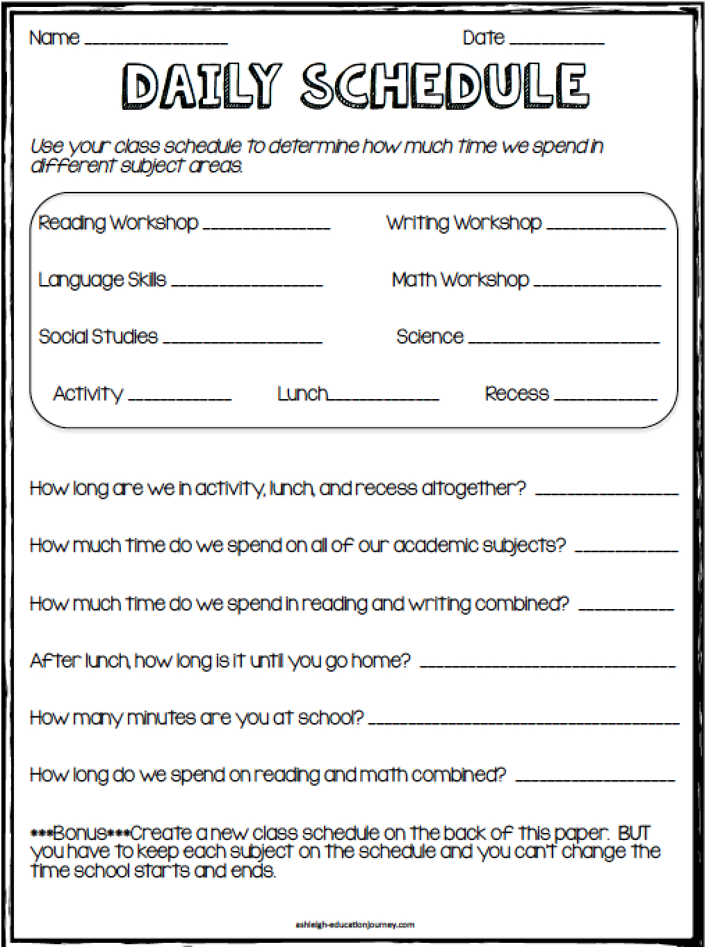 Elapsed Time-Get A Fun Free Elapsed Time Activity With This