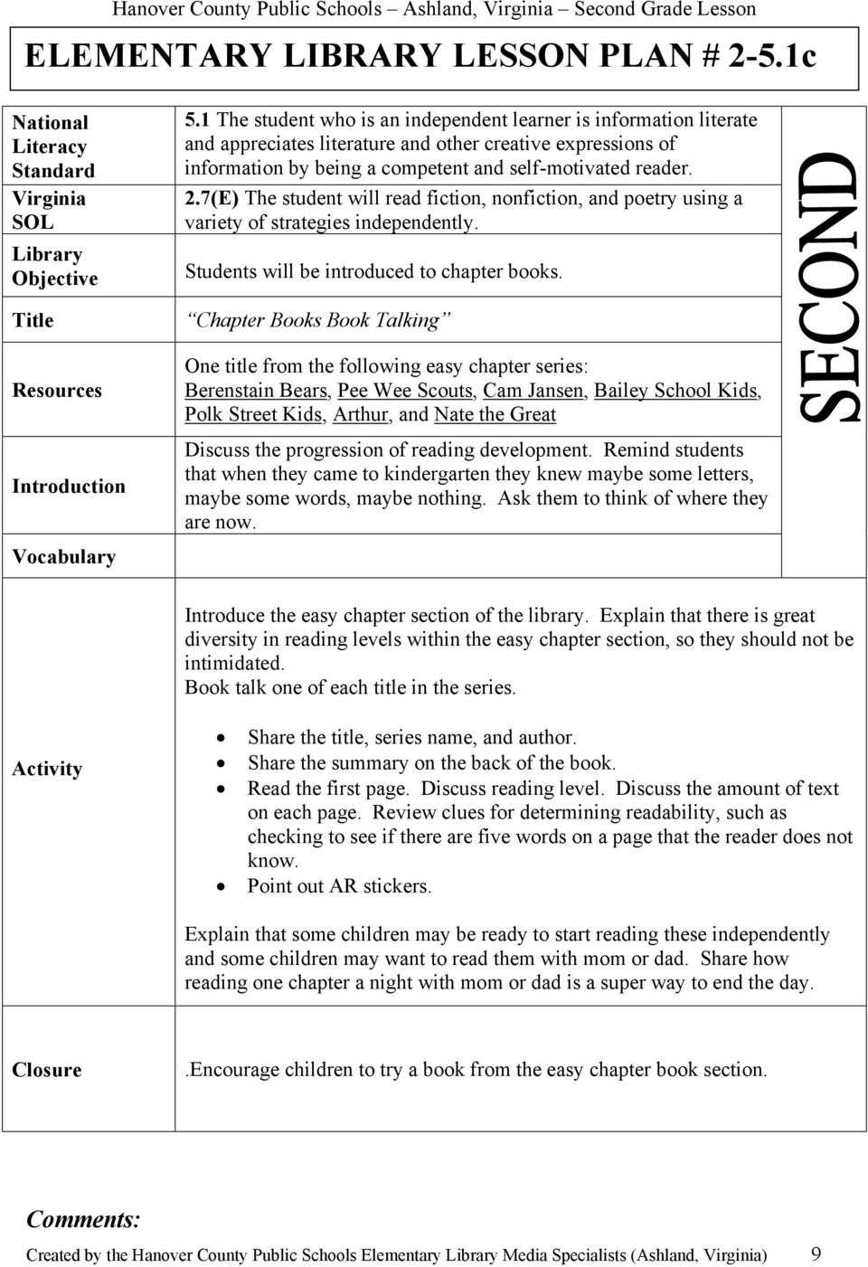 Elementary Library Lesson Plan # 2-1.4A - Pdf Free Download | Lesson ...