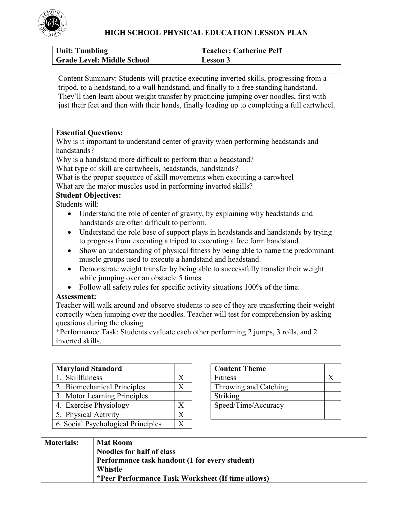 middle school physical education lesson plans pdf