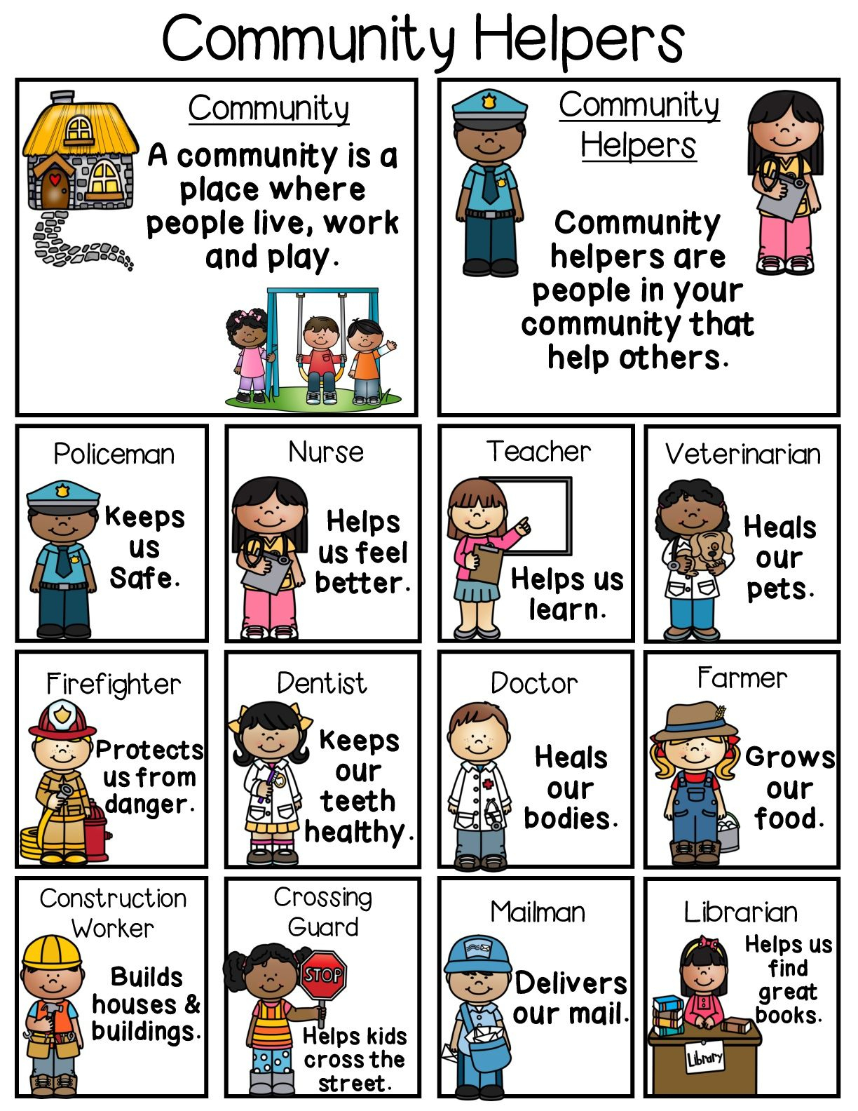 Ell/esl Community Helpers- Poster, Flashcards &amp;amp; Worksheets