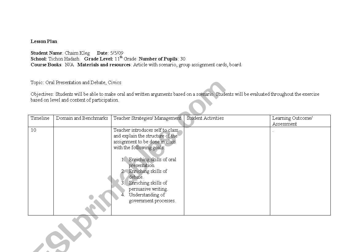 English Worksheets: Current Events Lesson Plan