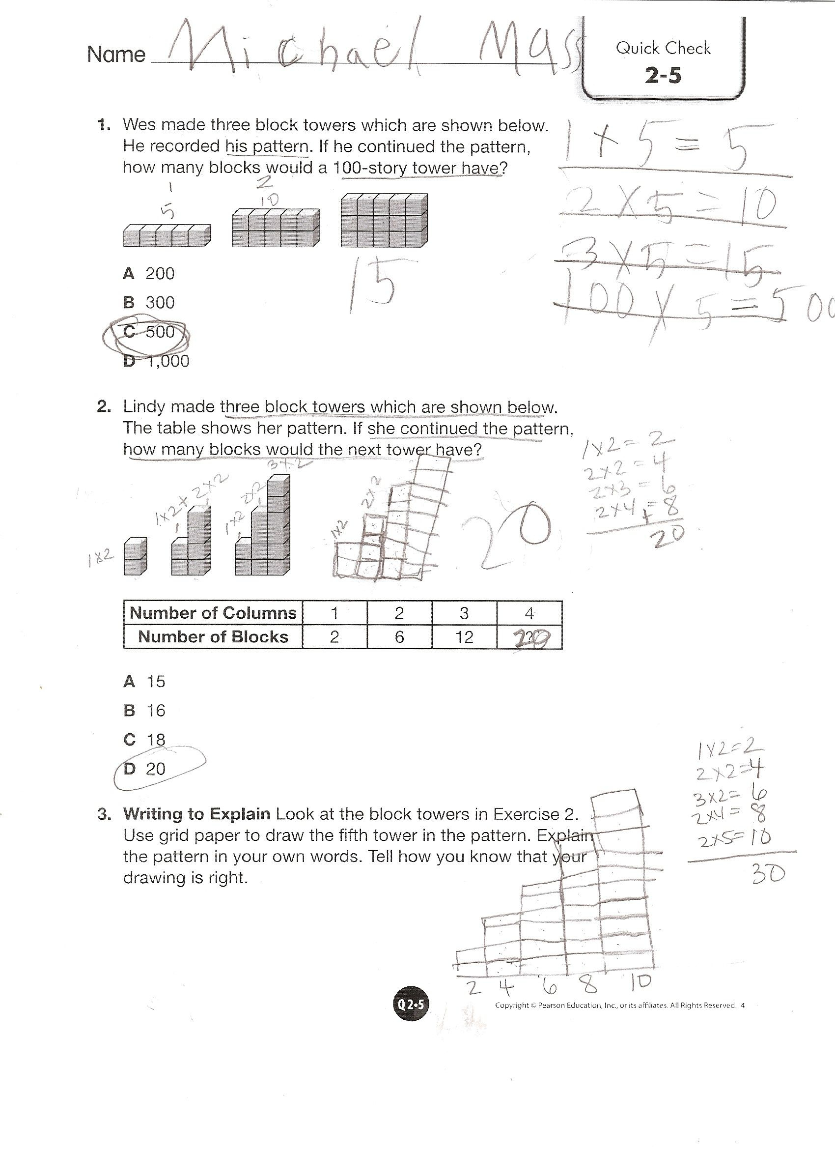 Envision Math Grade 4 Topic 2-5 Quick Check | Envision Math