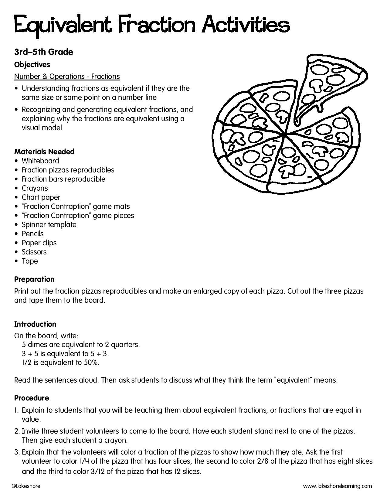 Equivalent Fraction Activities #lessonplan #math