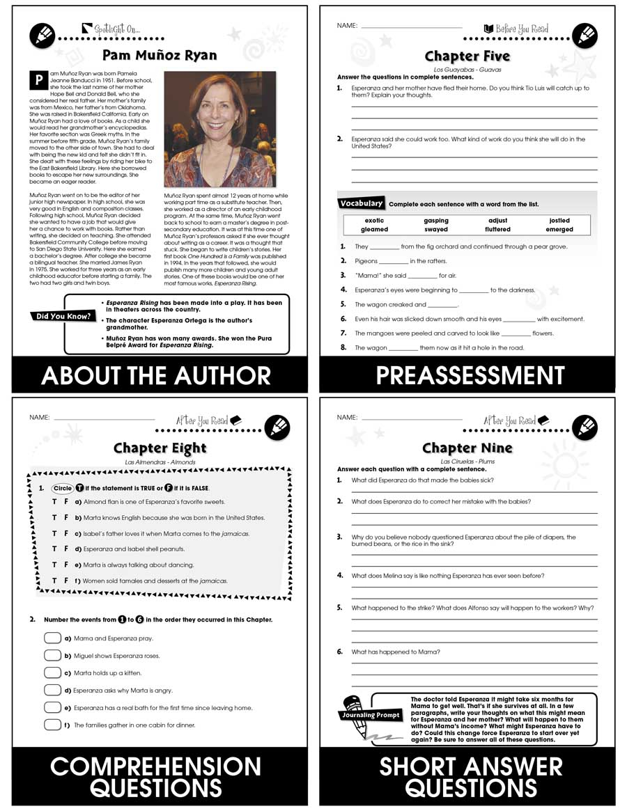 Esperanza Rising - Novel Study Guide - Grades 5 To 6 - Print