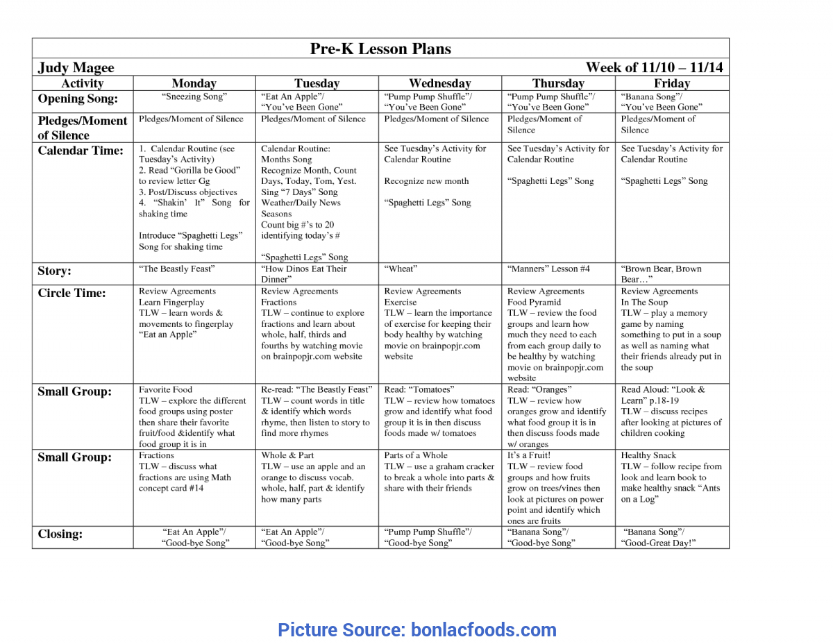 Example Of Lesson Plan For Preschool | Beneficialholdi - Ota