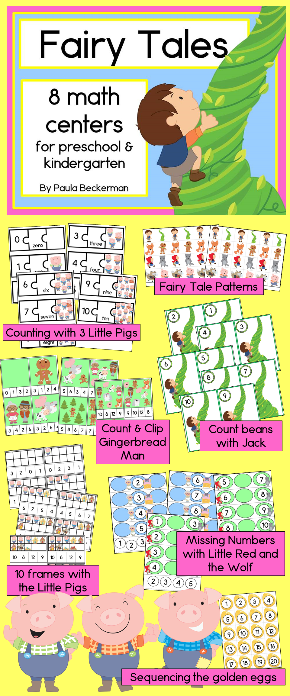 Fairy Tale Math Centers For Preschool And Kindergarten