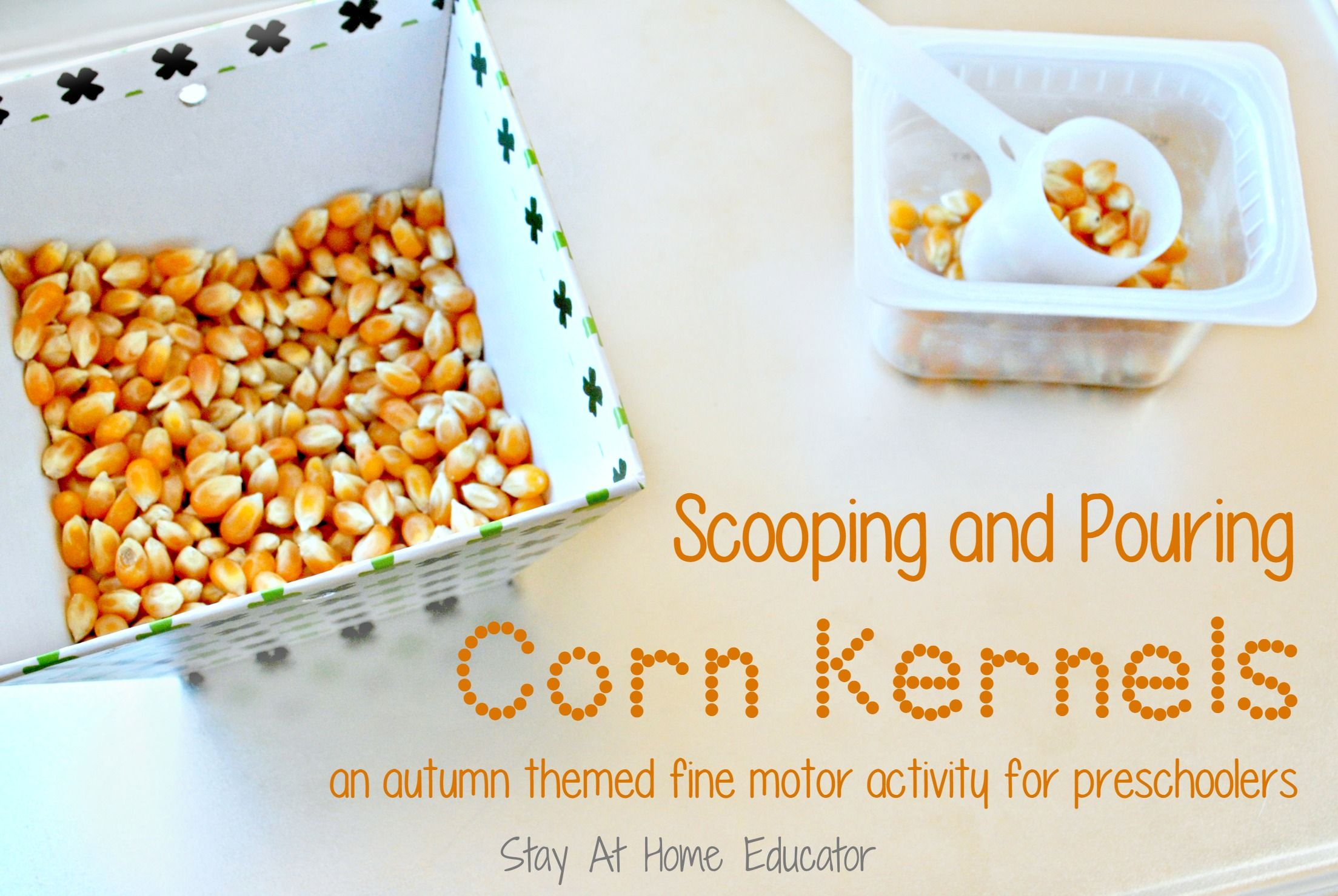 Farm Themed Fine Motor Activity: Scooping And Pouring Corn