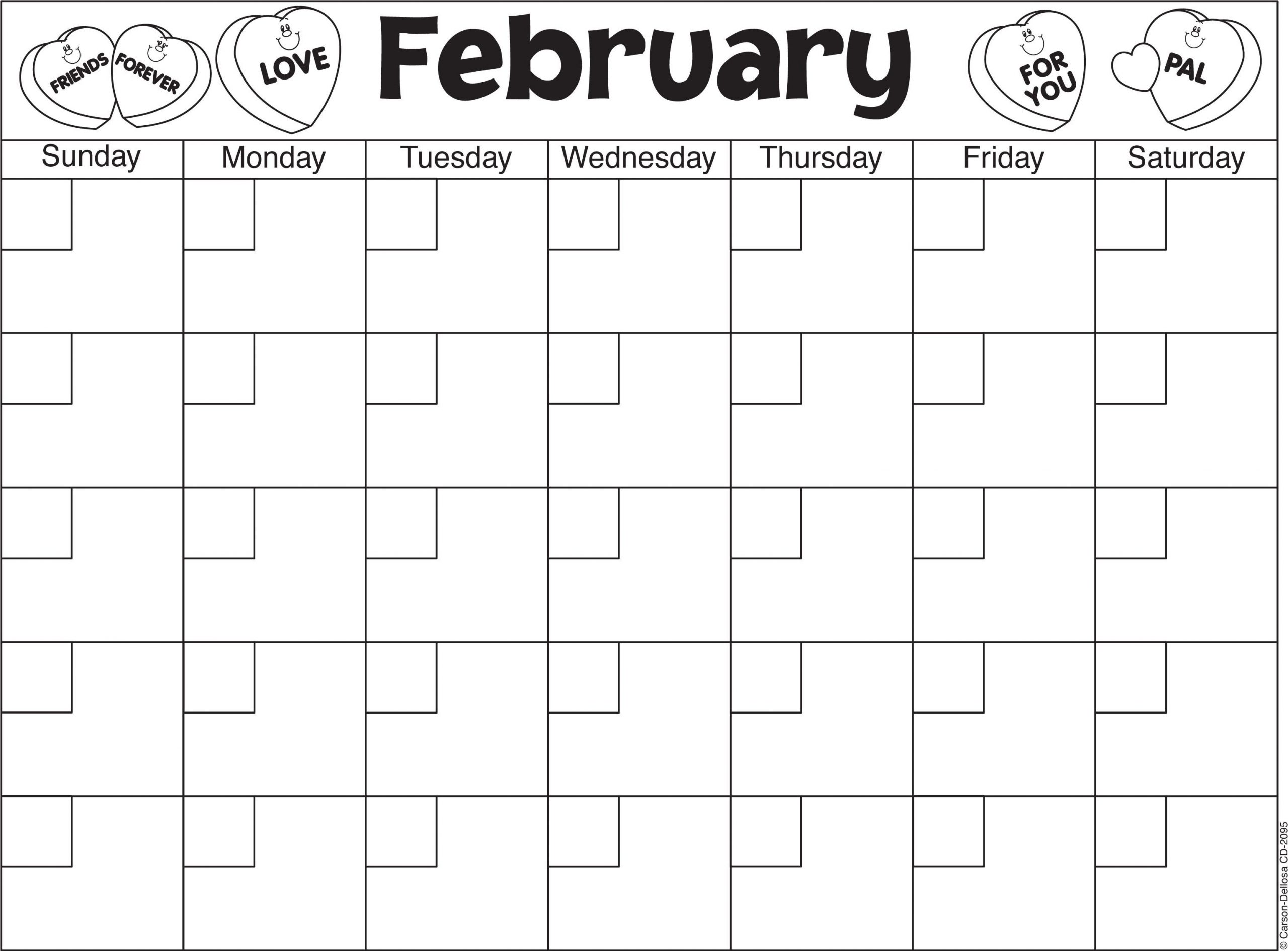 February Calendar Template--Great Way To Practice Counting