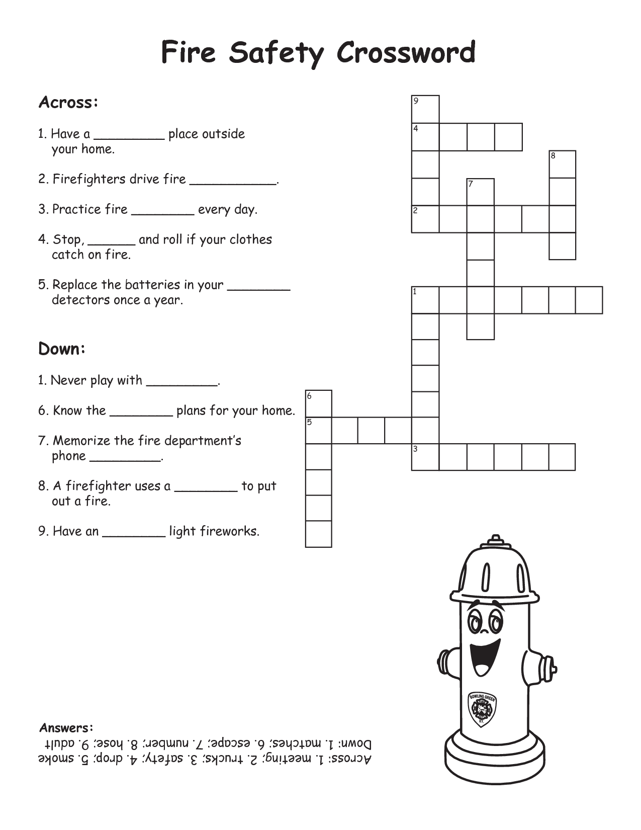 Fire Safety Printables | Fire Safety Crossword (With Images