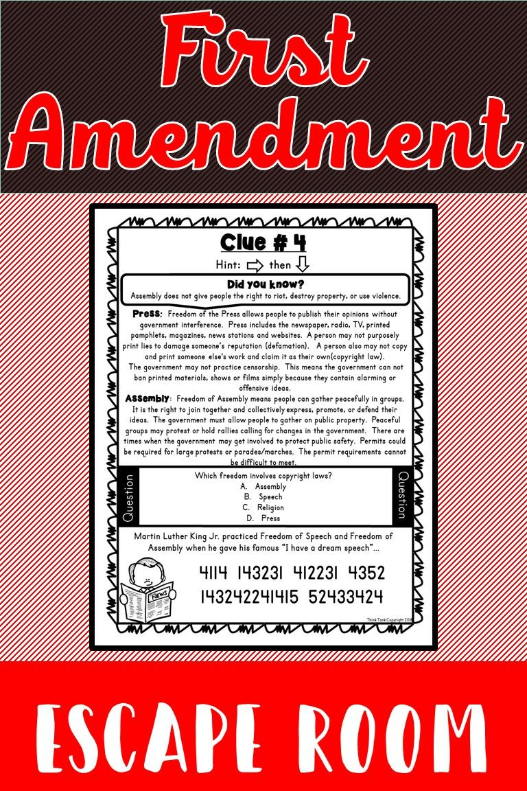 First Amendment Escape Room: 1St Amendment Of The U.s.