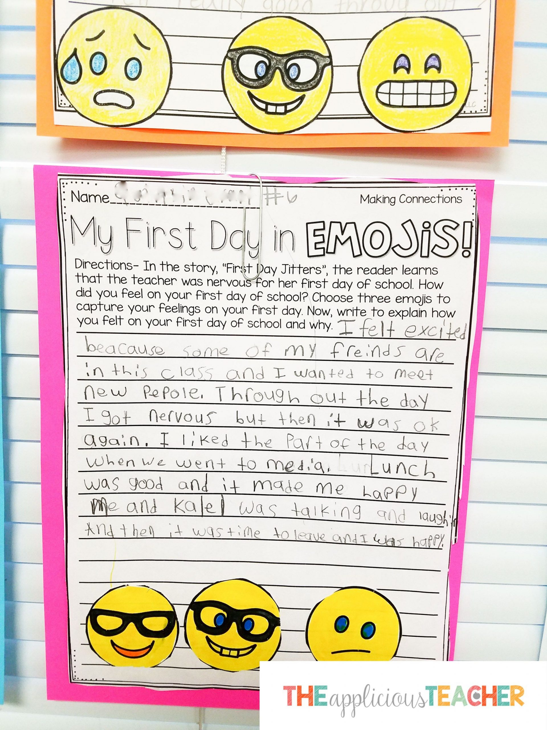 First Day Jitters Emoji Writing Activity For Back To School