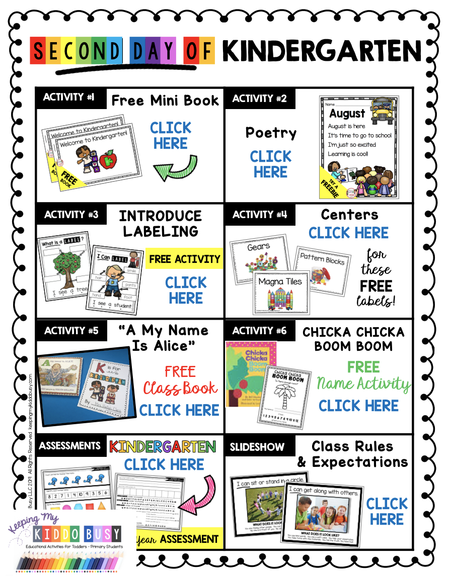 First Week Of Kindergarten - Free Lesson Plans For The First