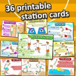 Fitness Circuit Station Cards   36 Pe Activities For