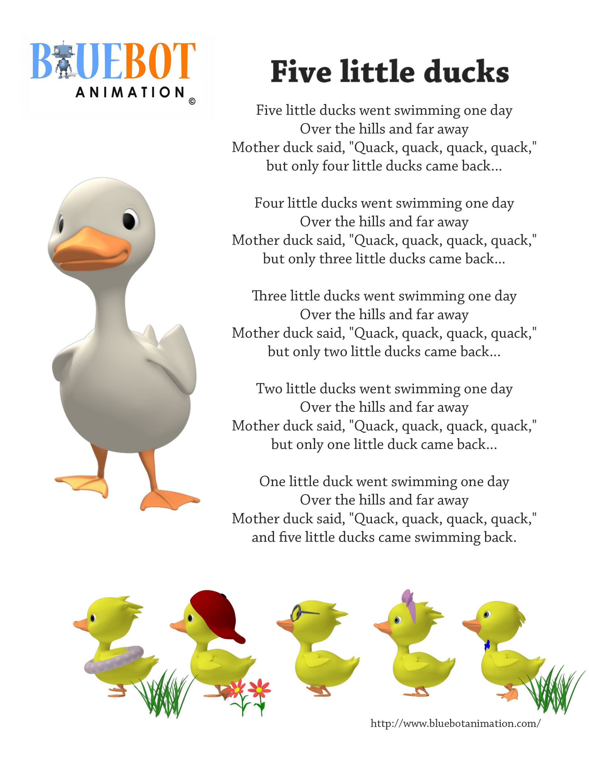 Five Little Ducks / 5 Little Ducks Nursery Rhyme Lyrics Free