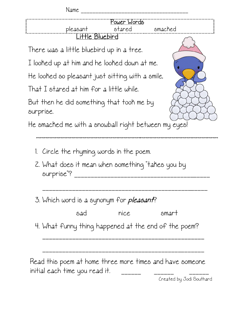 Fluency, Comprehension, And Vocabulary | Literacy Worksheets
