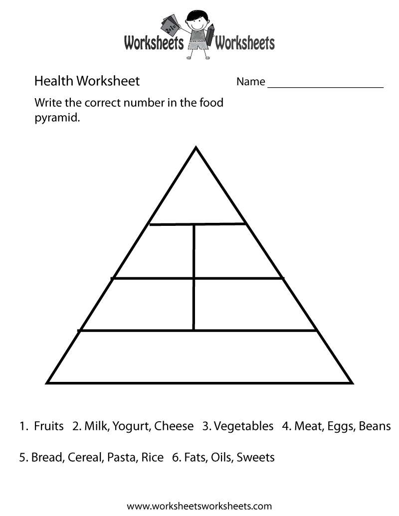 Food Pyramid Health Worksheet Printable | Food Pyramid, Food