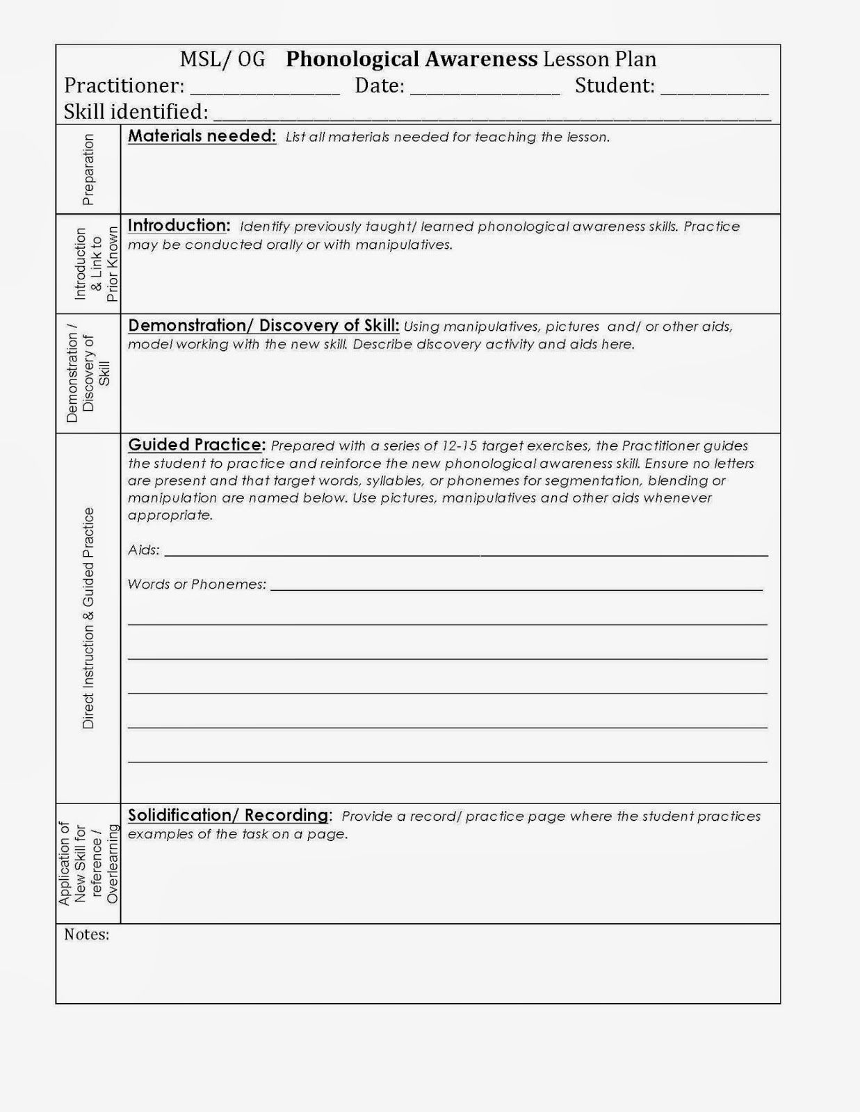 Foundations Of Msle: Phonological Awareness Lesson Plan