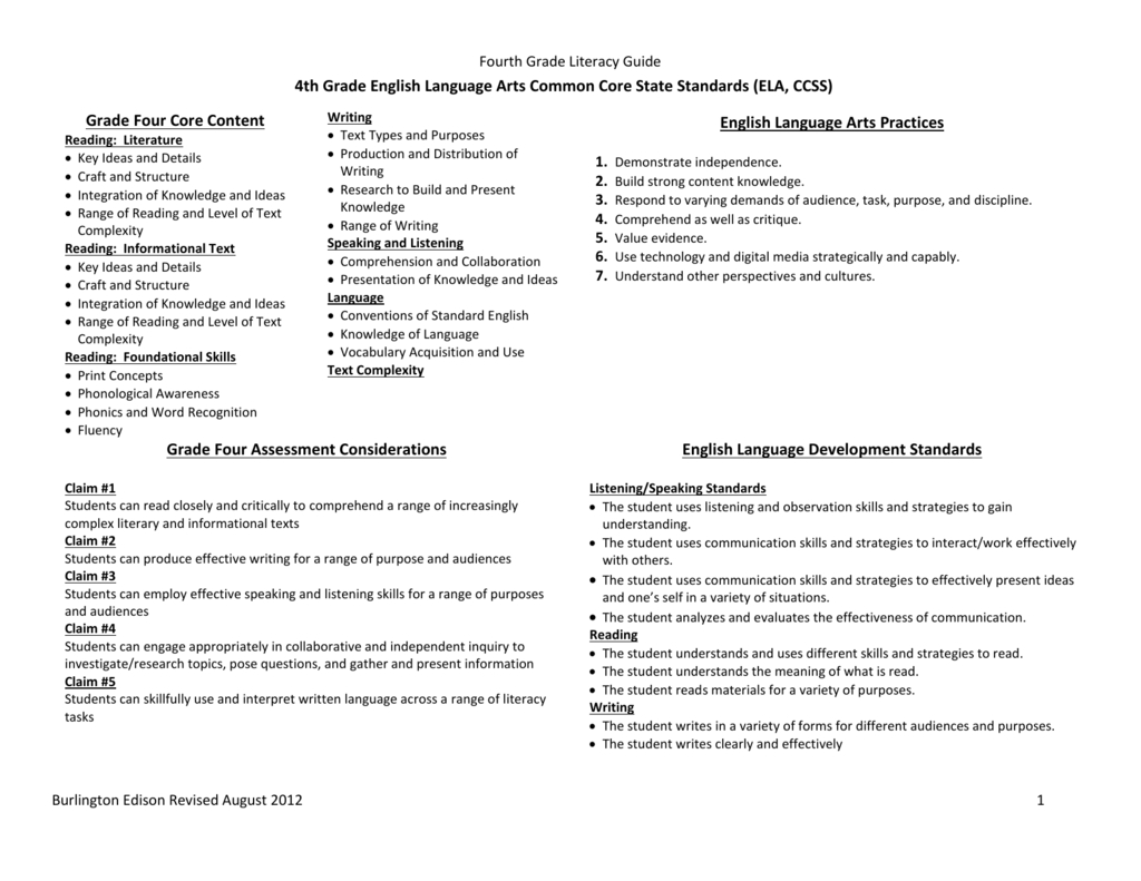 Fourth Grade Comprehension Toolkit Lesson Sequence