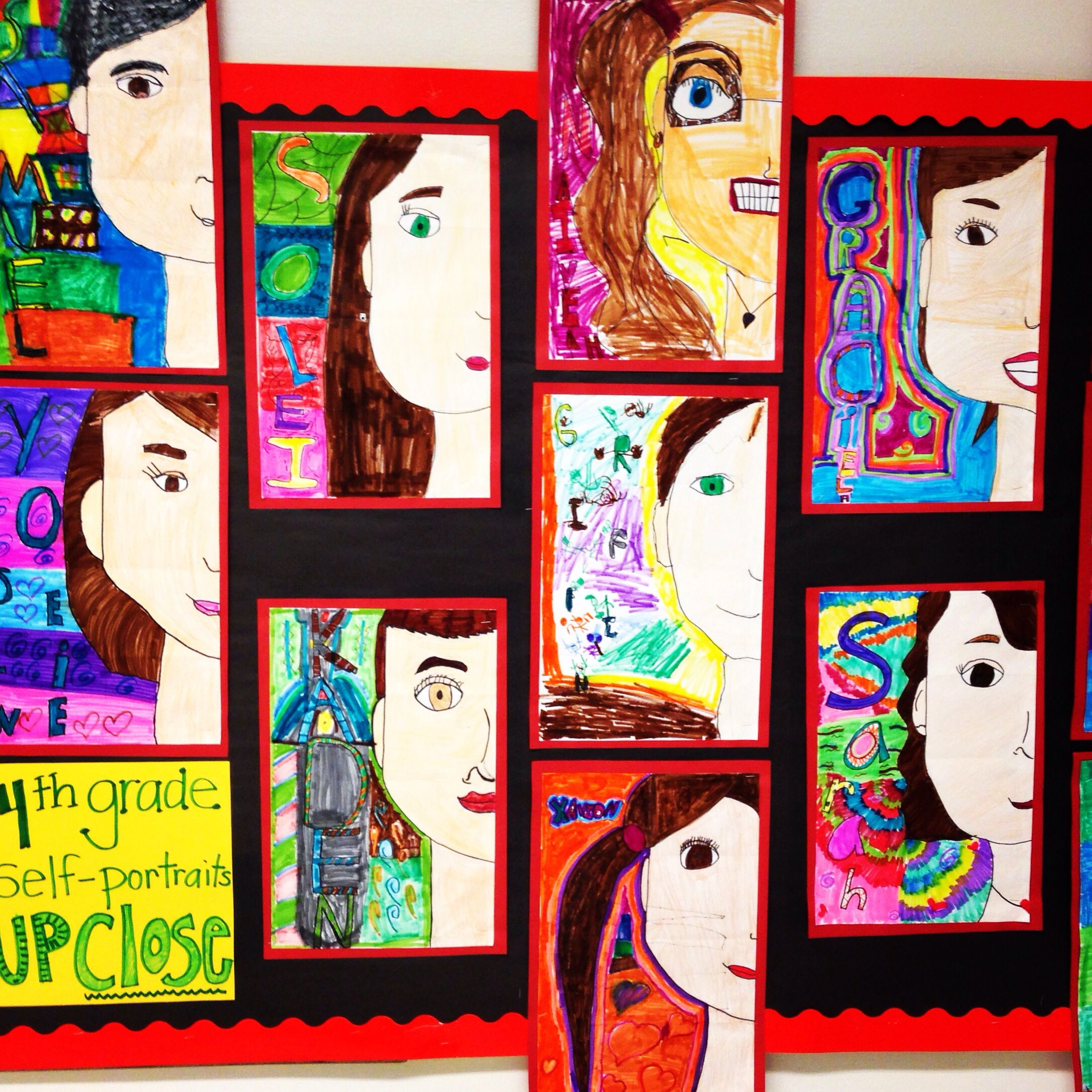 Fourth Grade Half Self Portraits. Art Education Elementary